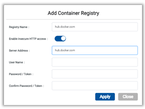 新增 Container Registry 對話方塊
