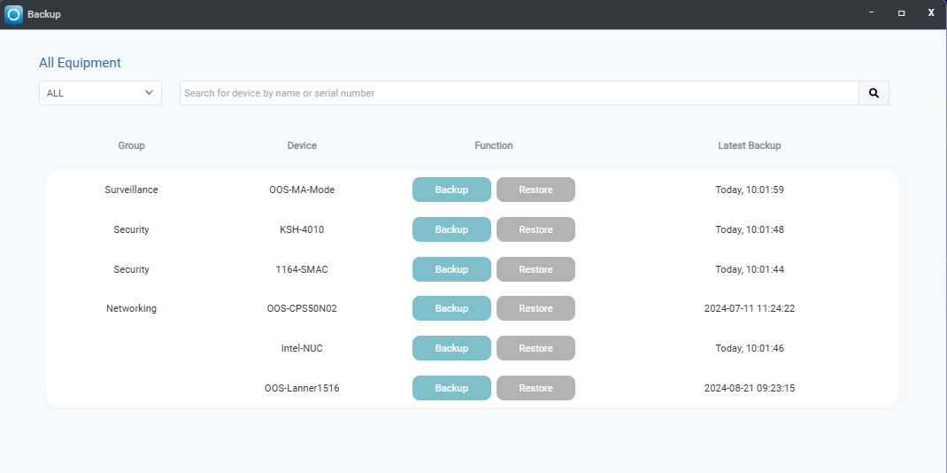 OOS configuration backup interface