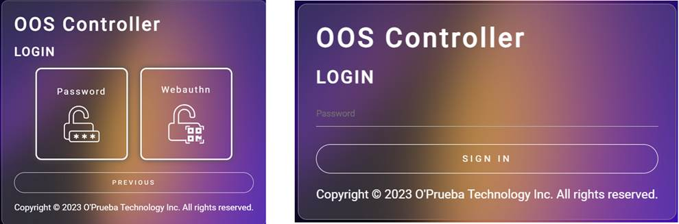 Signing in to OOS Controller with a password
