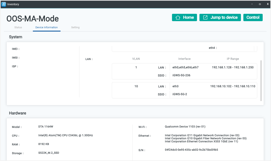Device system and network details