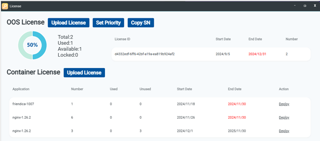 OOS and Container license overview