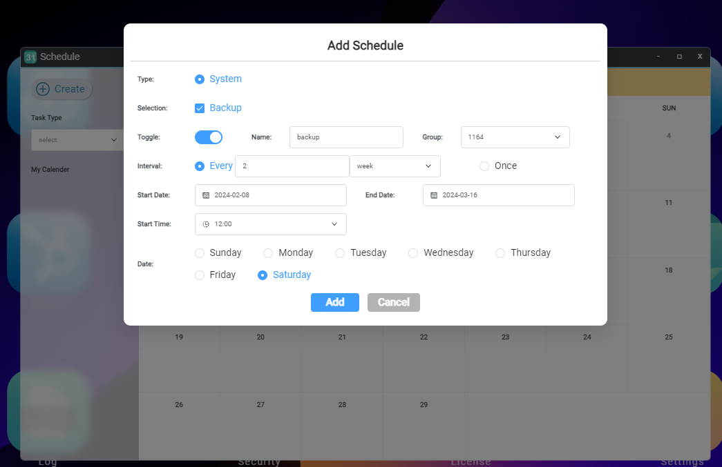 Schedule management list view