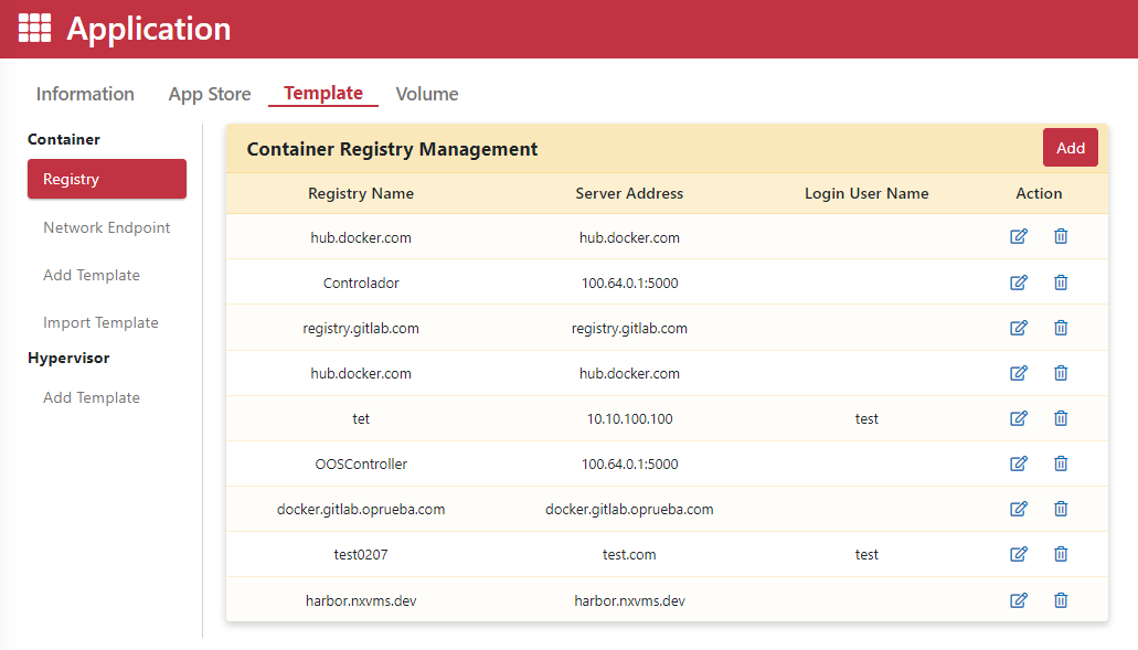 Add Container Registry setup page