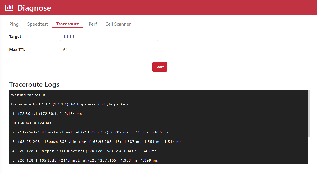 Traceroute logs