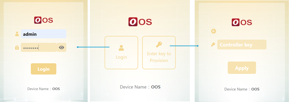 OOS WEB GUI login screen