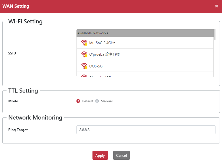 選擇 SSID 並輸入密碼