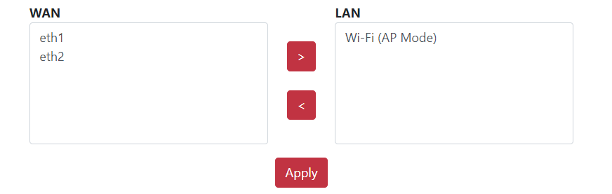 將 eth1 與 eth2 切換至 LAN 區域