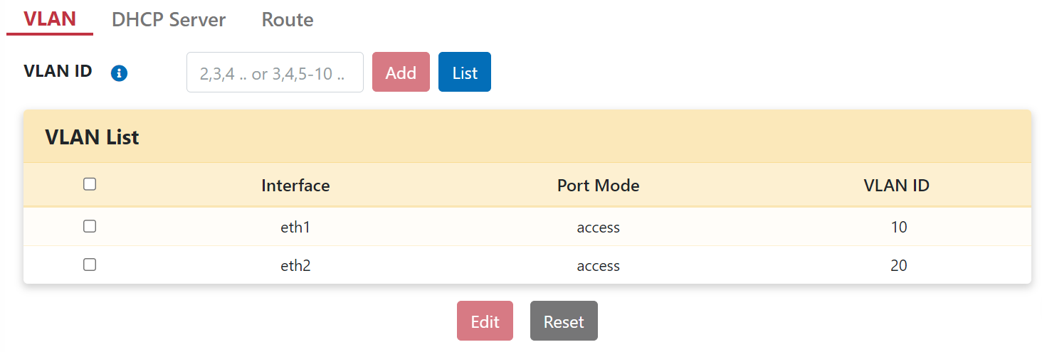 VLAN 設定與連接埠綁定介面