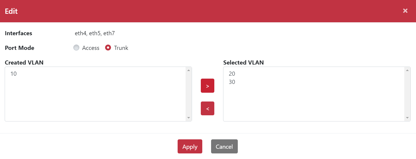 Add VLAN ID to Trunk List