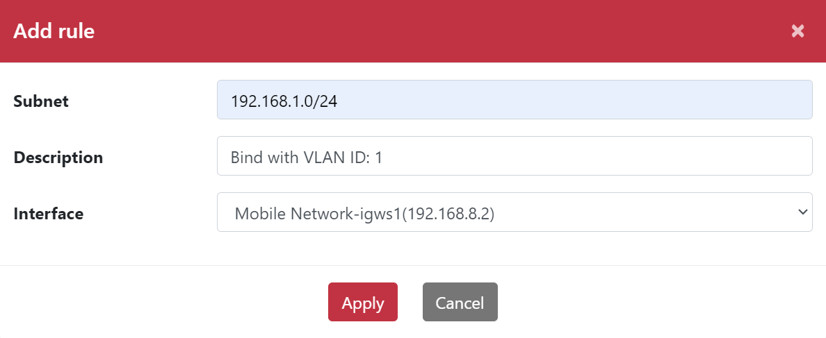 Adding NAT rule page