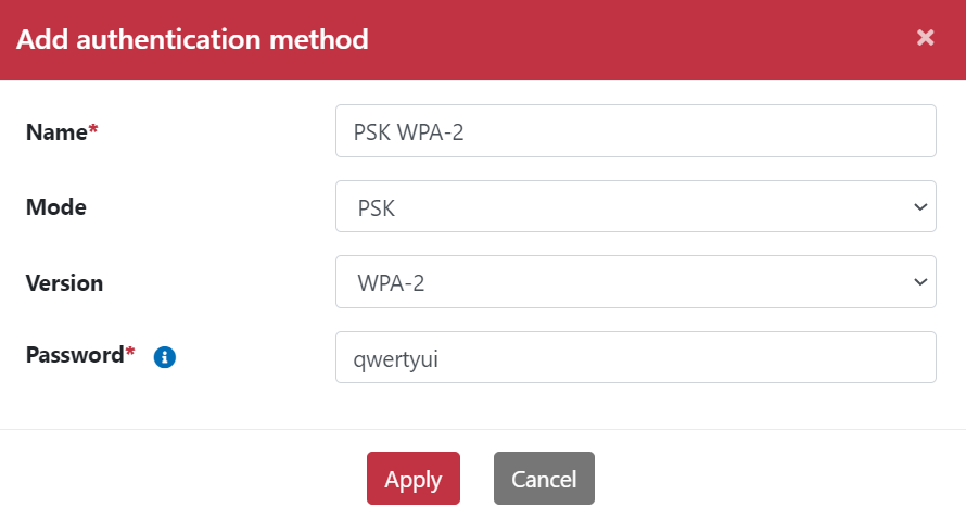 Wi-Fi authentication settings dialog