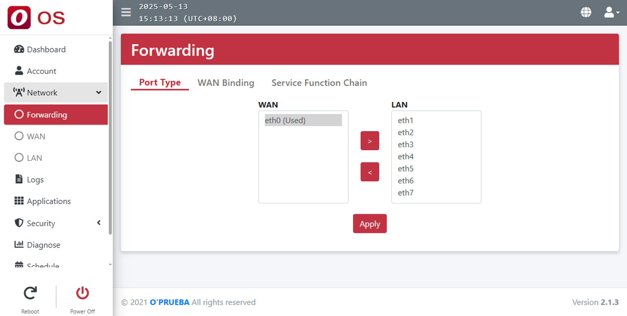 OOS 預設 WAN 與 LAN 介面配置