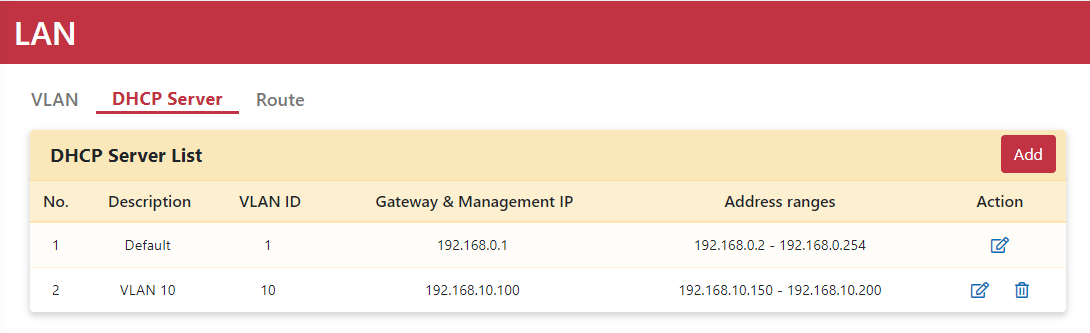 Add DHCP Server dialog box
