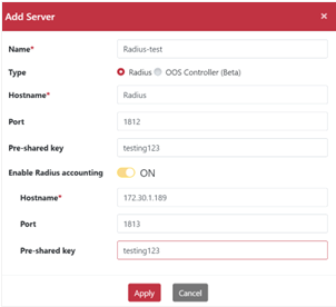 新增 AAA Server 設定頁面