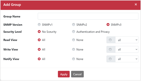 新增 SNMP Group 對話框