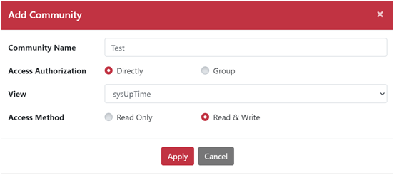 新增 SNMP Community 對話框