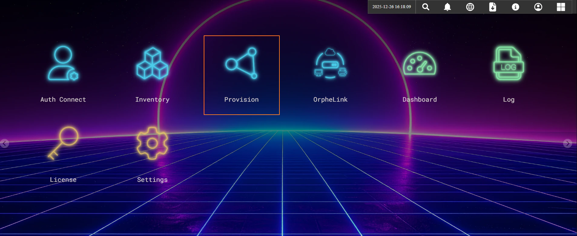 Provision icon in web dashboard