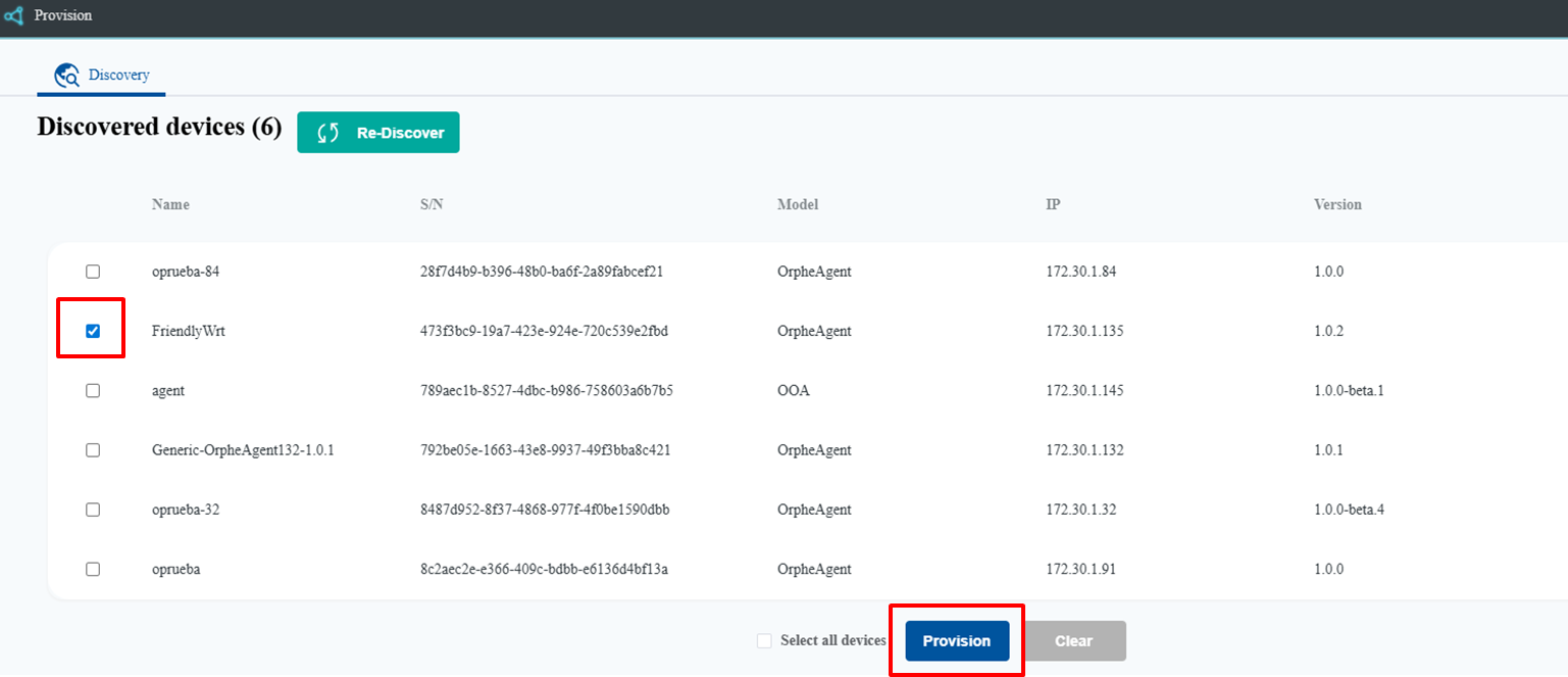 Select and provision OrpheConsole
