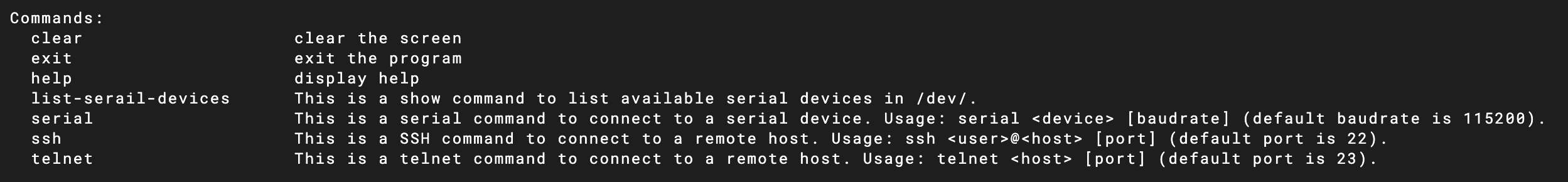 OrpheConsole command reference