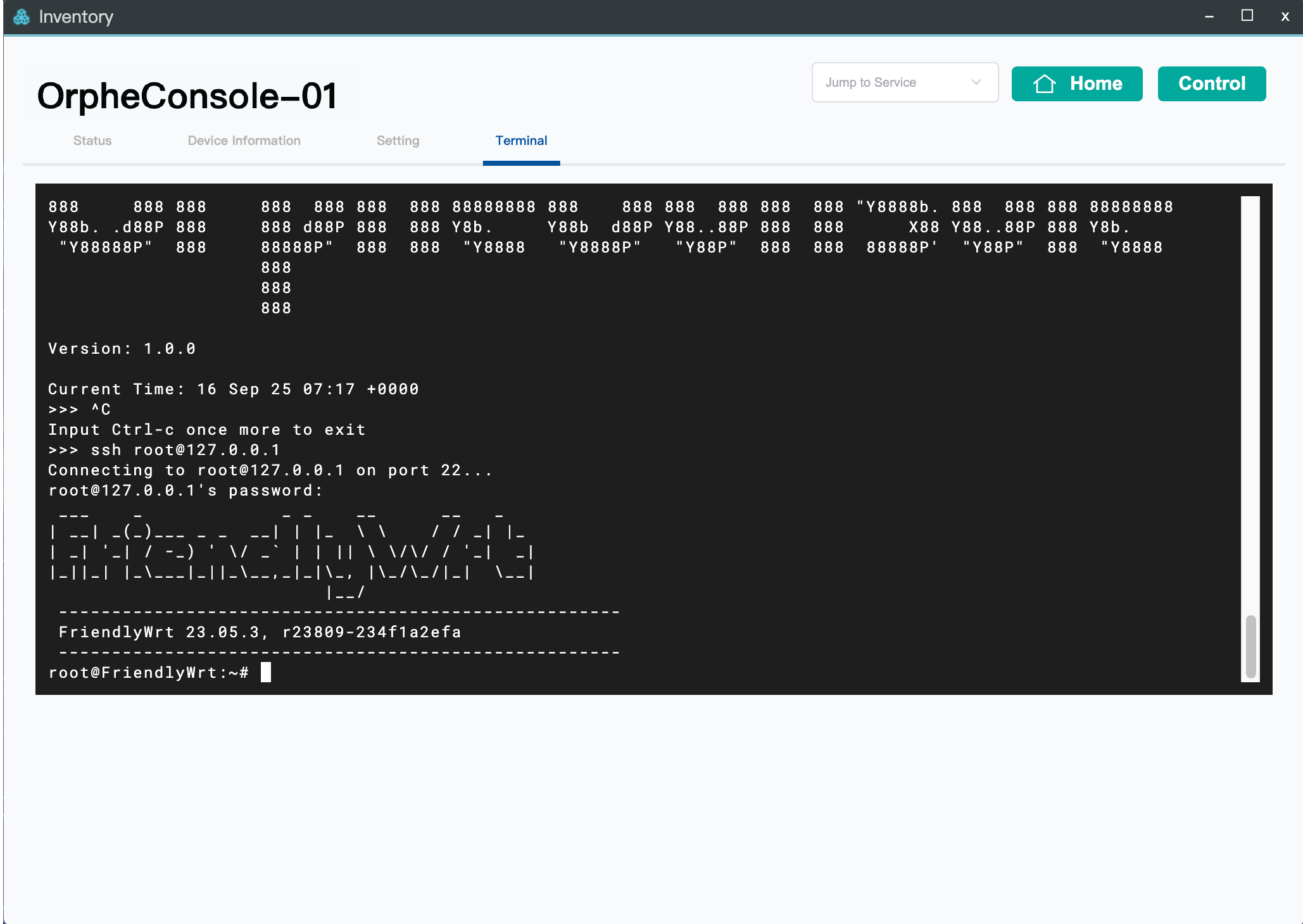 Sign in to OrpheConsole through SSH