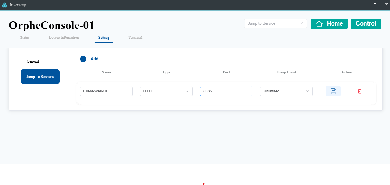 Configure Jump to Service