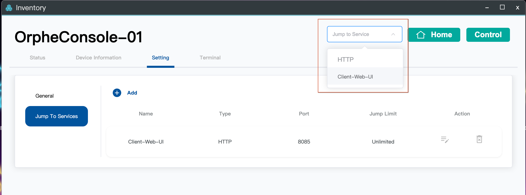 Select Client-Web-UI