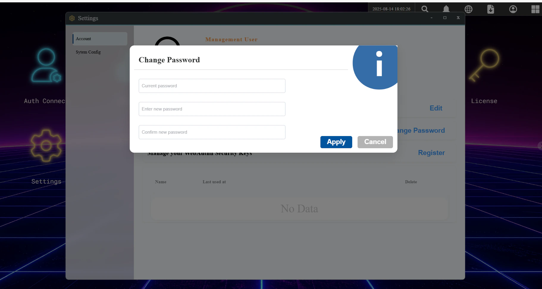 Change password prompt on first login
