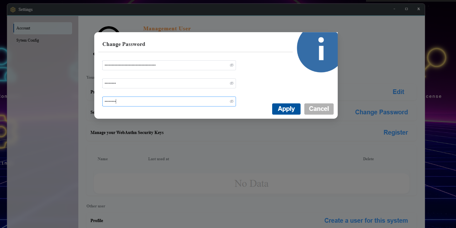 Change password form for enterprise users