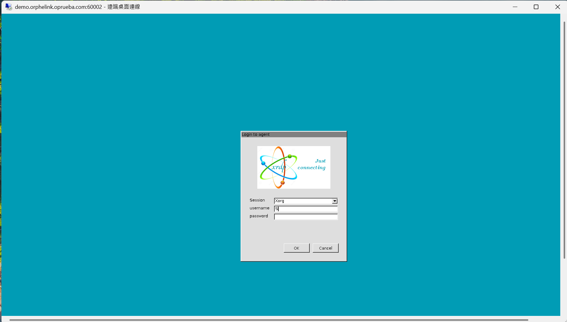 在 RDP 提示視窗中輸入 Linux 登入憑證
