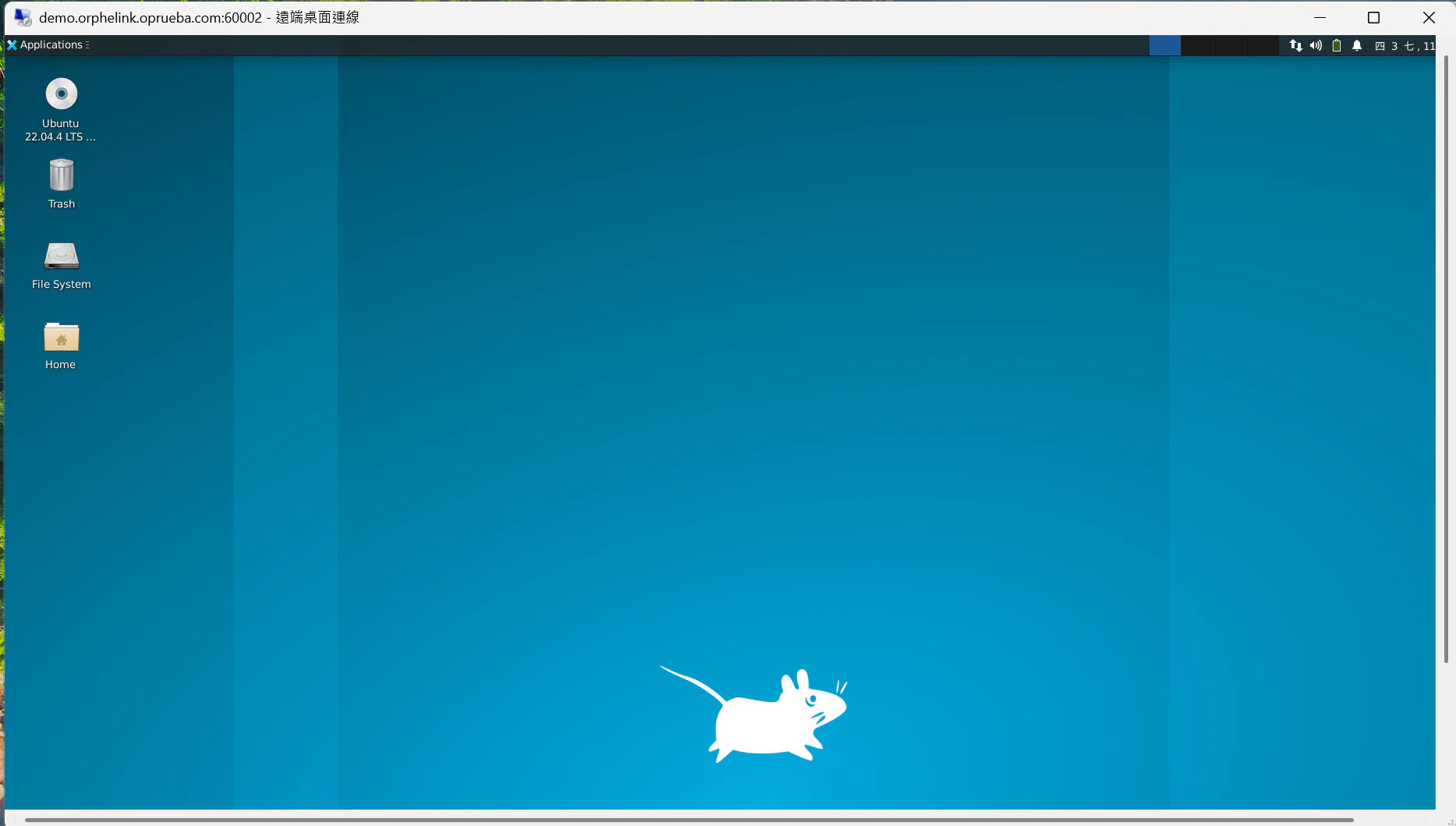 透過 RDP 存取 Linux 設備的遠端桌面畫面