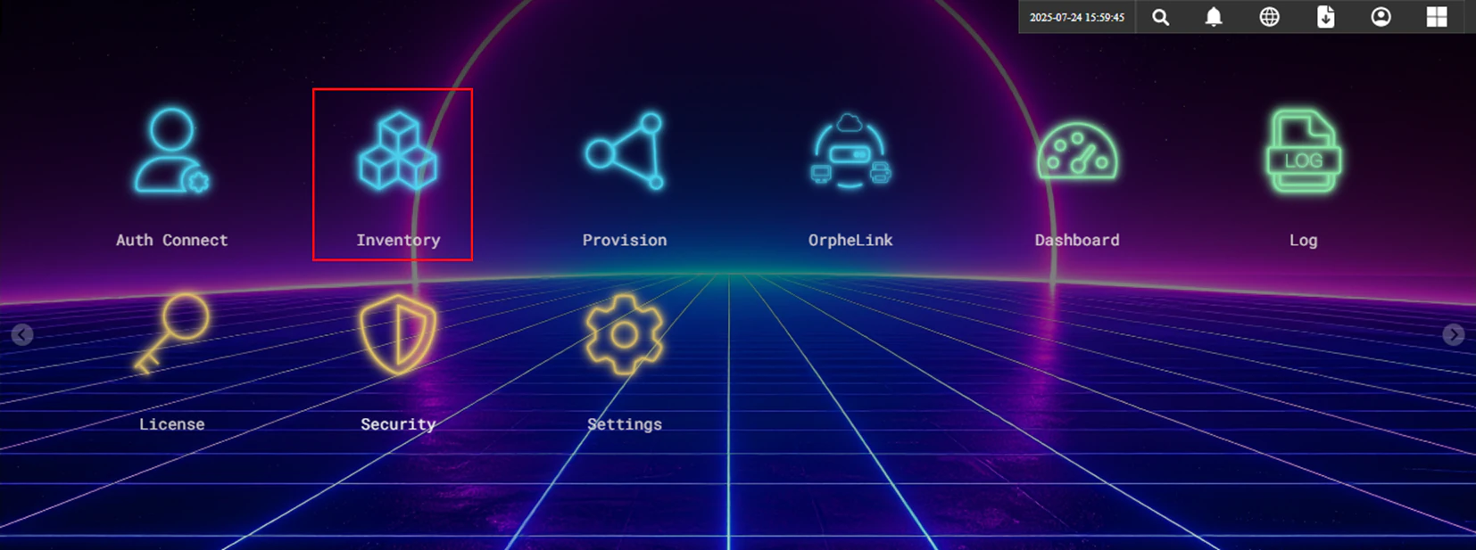 Inventory menu in OrpheLink