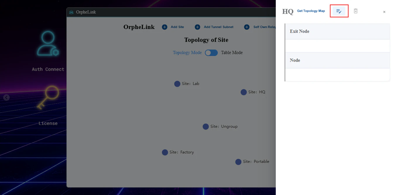 Edit HQ site to add node