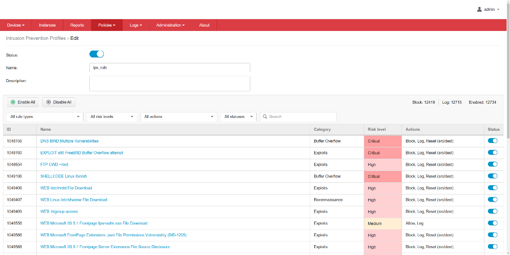 Security Policies and Rules for the Security Container